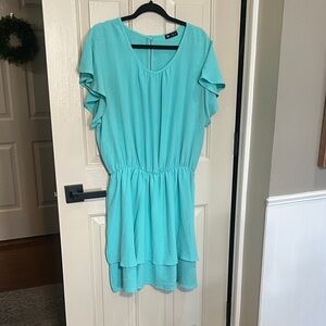 Light Blue Ruffled Midi Dress - Brand: